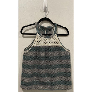 THML Sleeveless Grey Cream Halter Blouse
